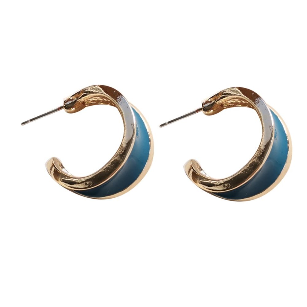 💙Blue Enamel Hoops Earrings - Picture 3 of 15